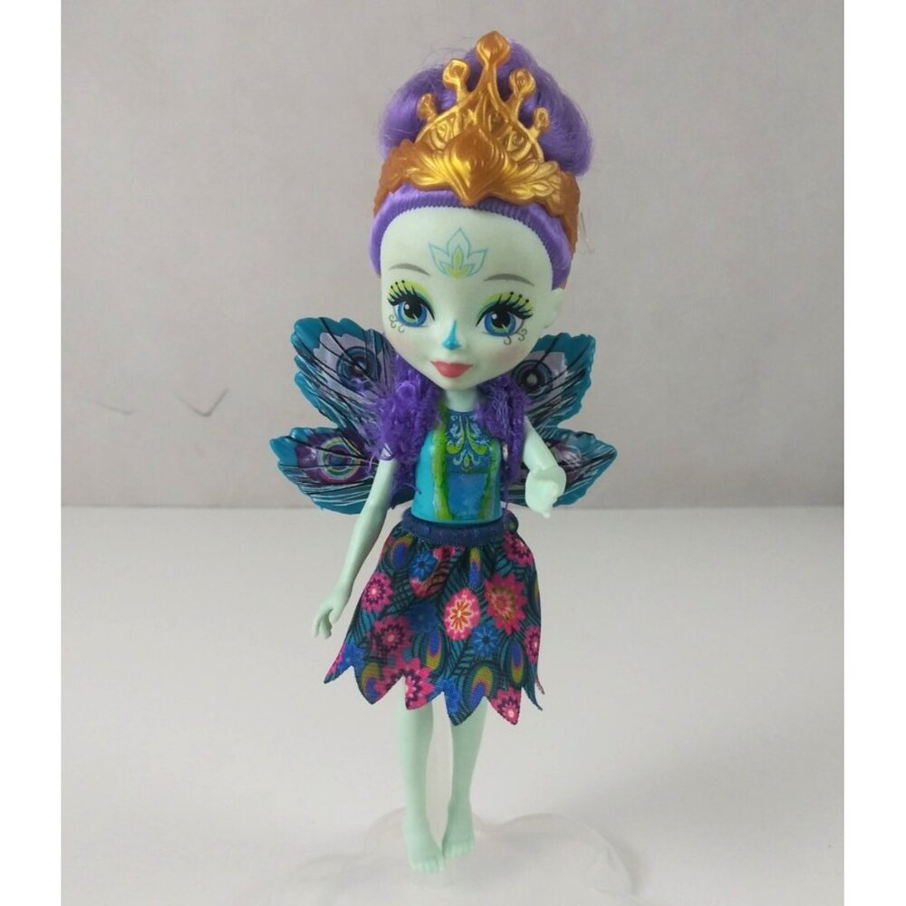 Mattel Enchantimals Patter Peacock 6" Doll With Crown, Wings, & Skirt